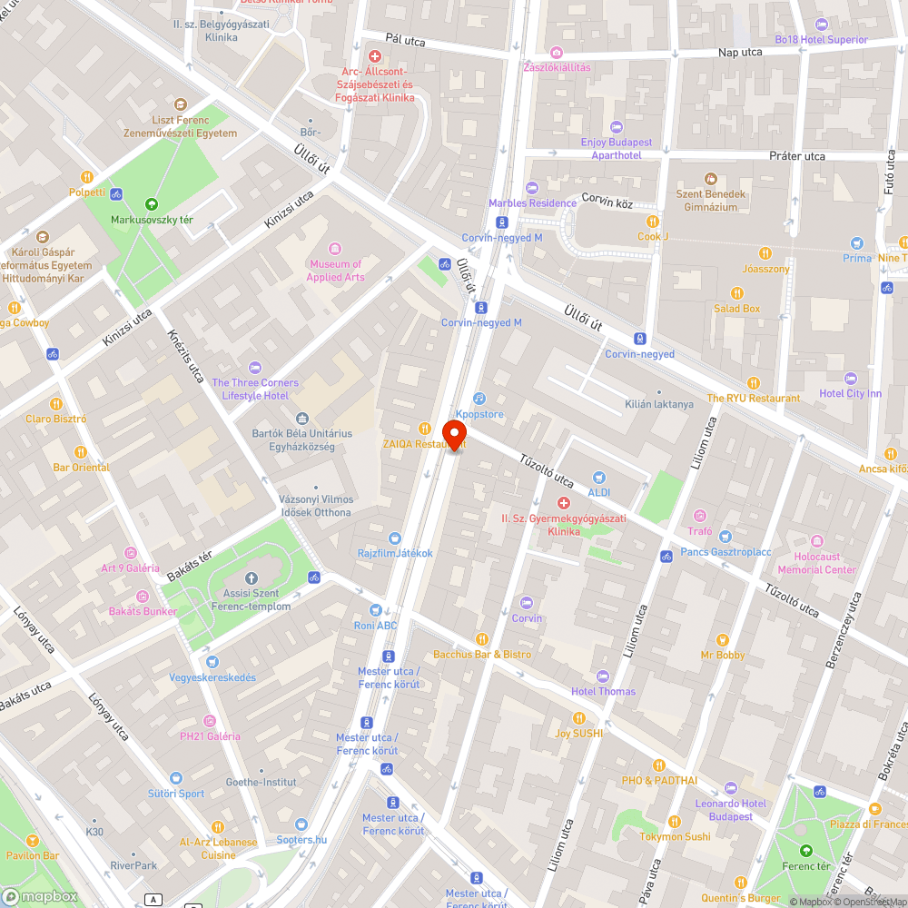 Botlásveszélyes járda szakasz -  Budapest Közút bejelentés helye