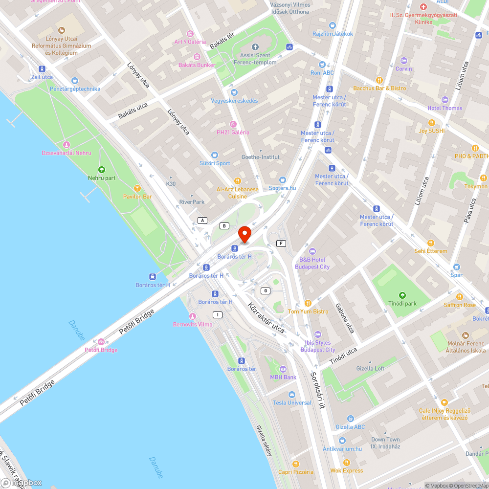 Balesetveszélyes korlát - Boráros tér - Budapest Közút bejelentés helye