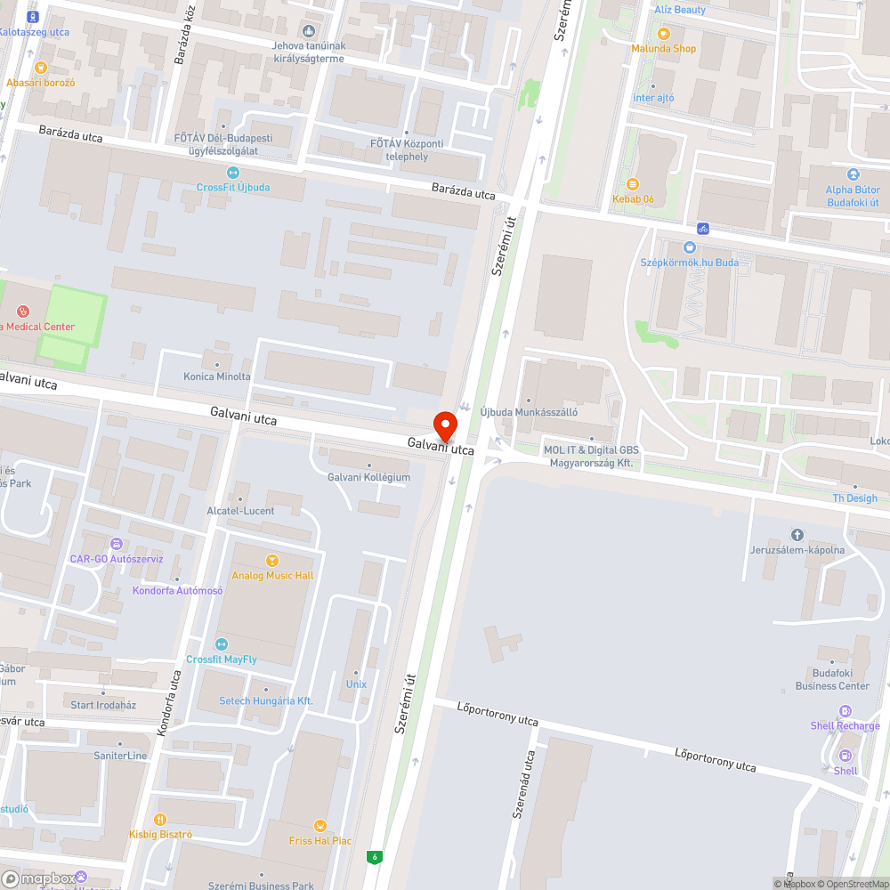 Szerémi–Galvani hiányos útburkolati jelek bejelentés helye