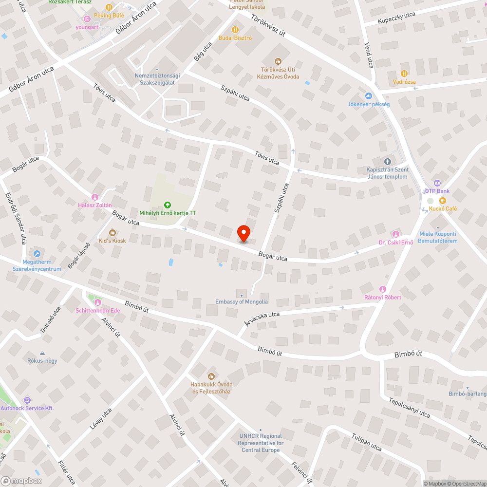 Elfoglalt járda a Bogár utcában bejelentés helye