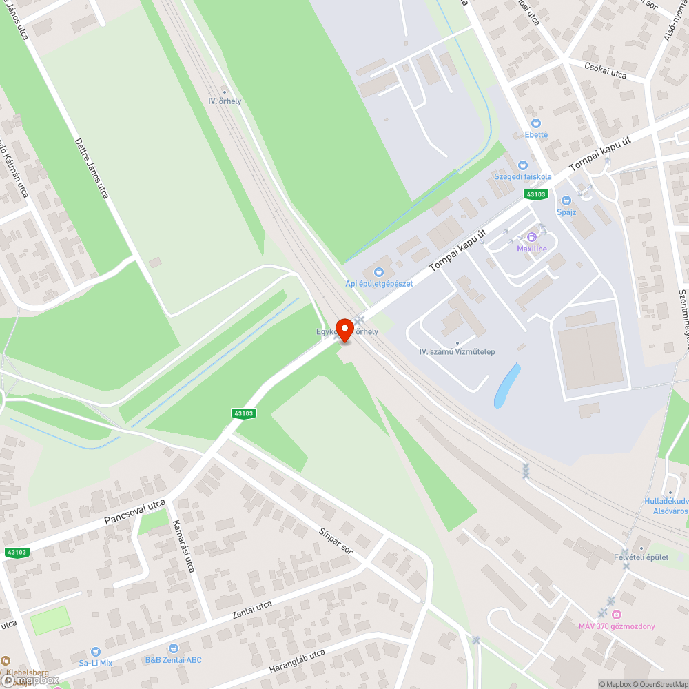 Kátyú a vasúti átkelőnél bejelentés helye