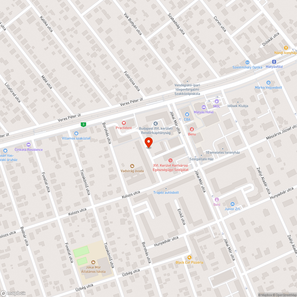 Kivágott, hiányzó fasor bejelentés helye