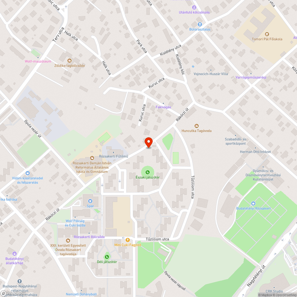 A Rákóczi úton lévő tarfóház mellett szemétkupac bejelentés helye