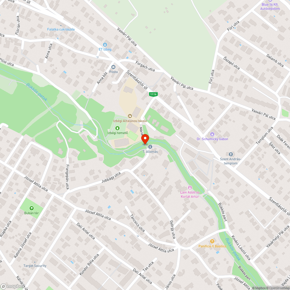 Bükkös-parti gyalogoshíd javítása az Izbégi Általános Iskolánál bejelentés helye