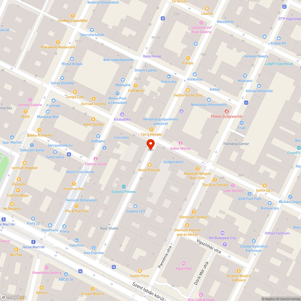 Kátyú a Pannónia utcai bringanyomon bejelentés helye