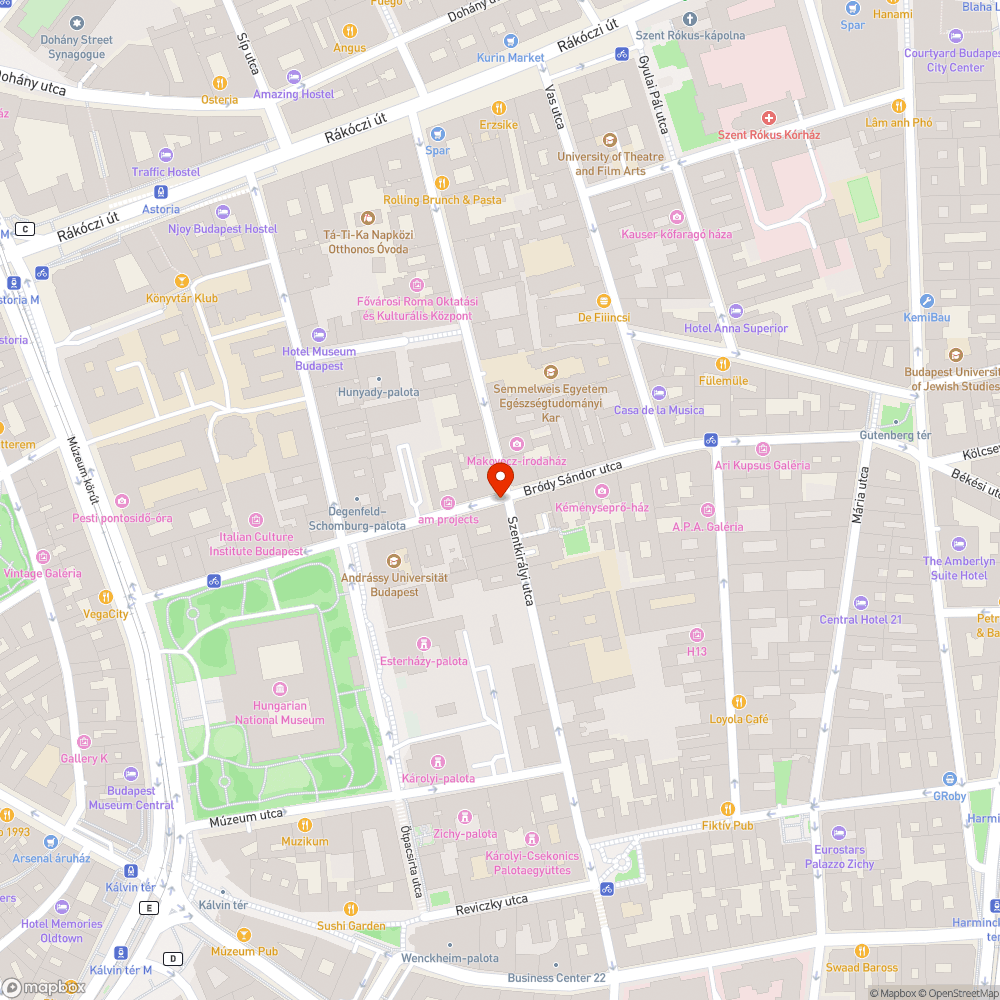 Kerékpártároló Bródy S. utca bejelentés helye