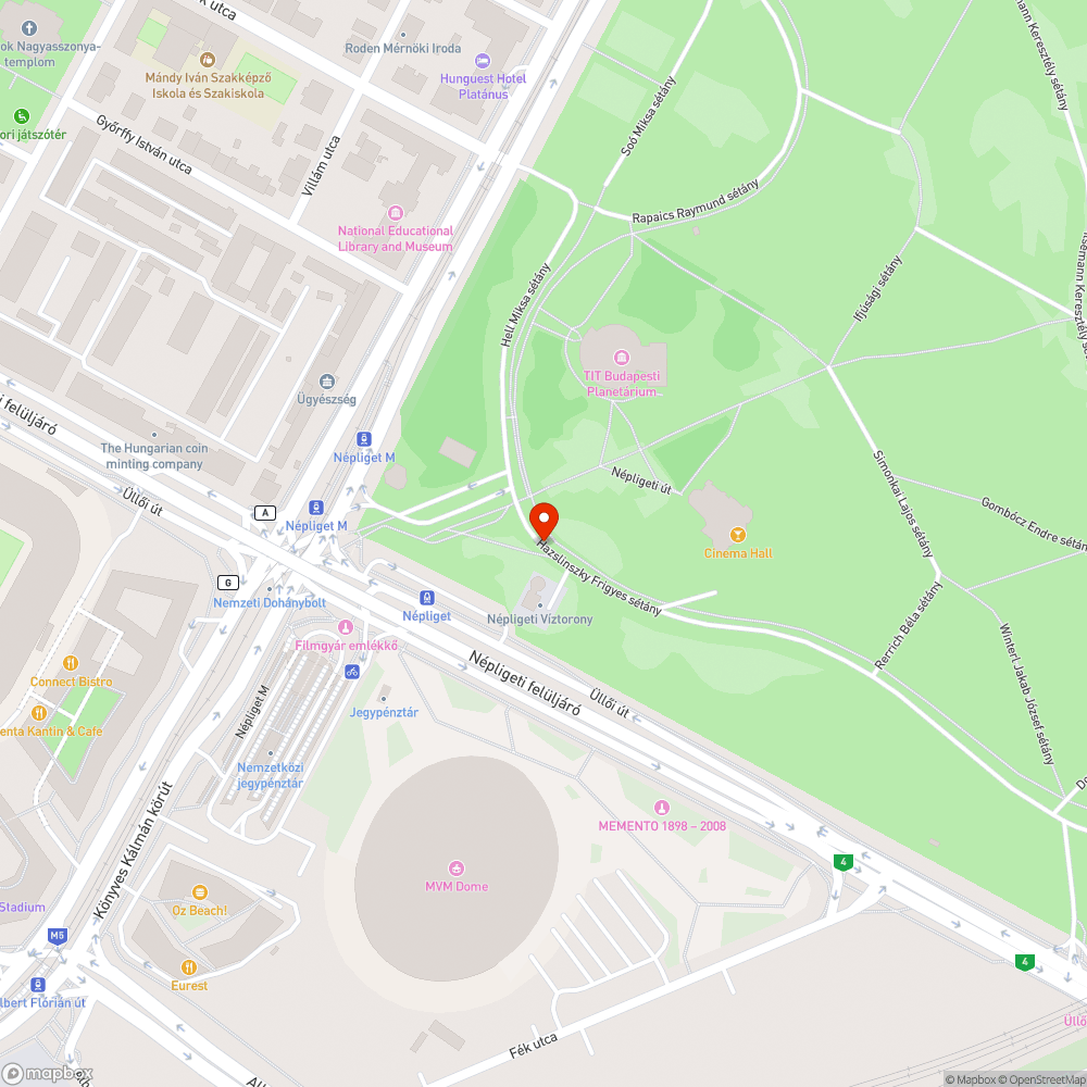 Népligeti tilosban parkolás, rendőri felügyelettel bejelentés helye