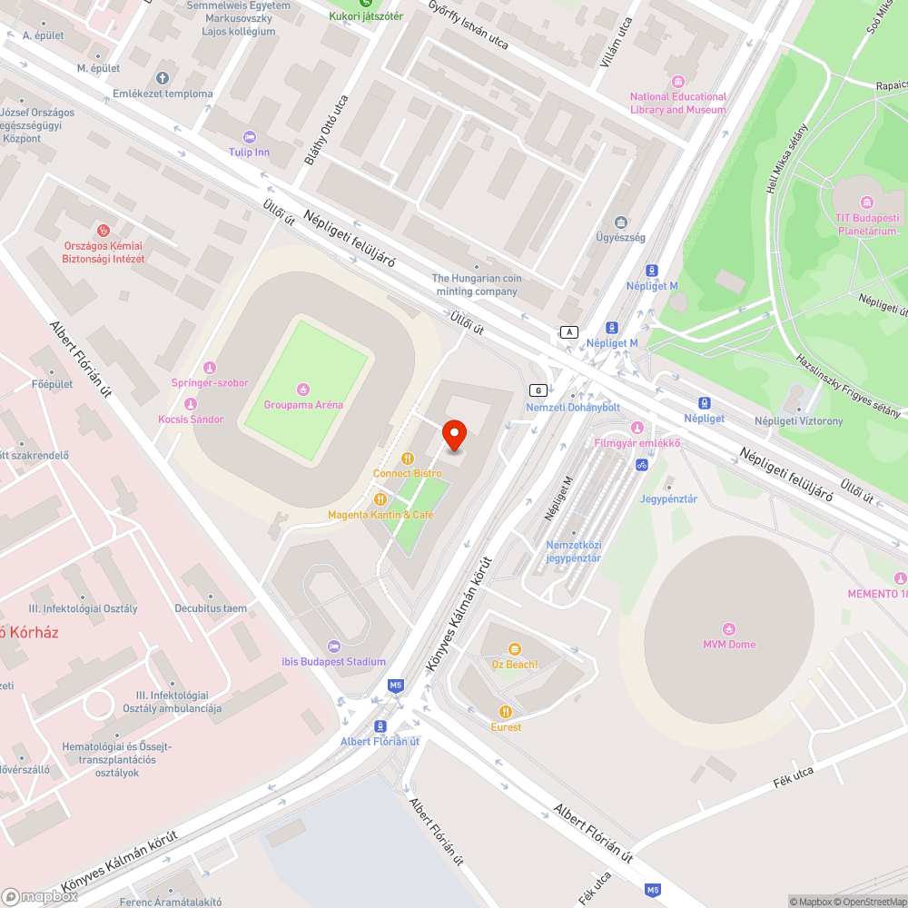 A Könyves Kálmán krt. és az Üllői út sarkán parkoló autó bejelentés helye