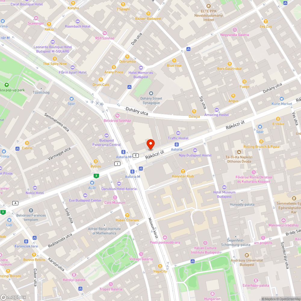 Firkás megállótábla (Astoria) bejelentés helye