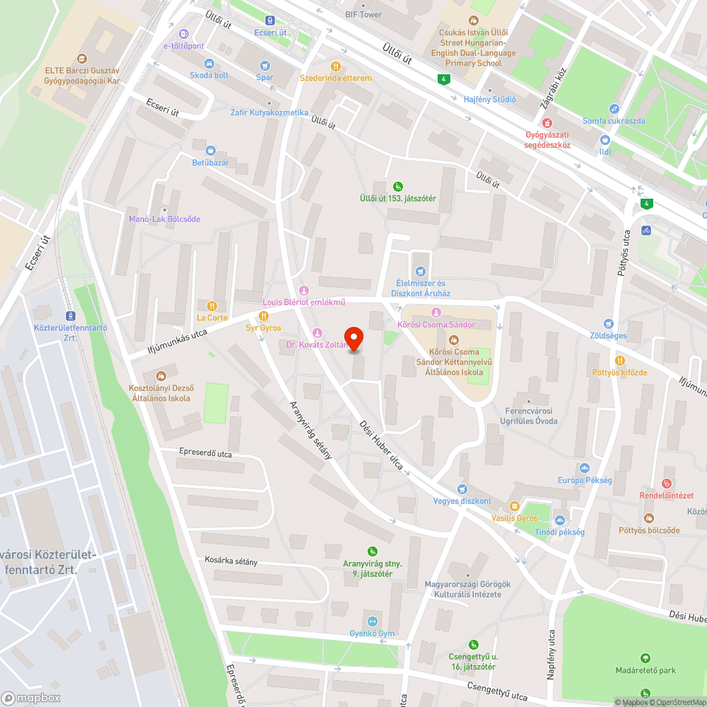 Törött pad bejelentés helye