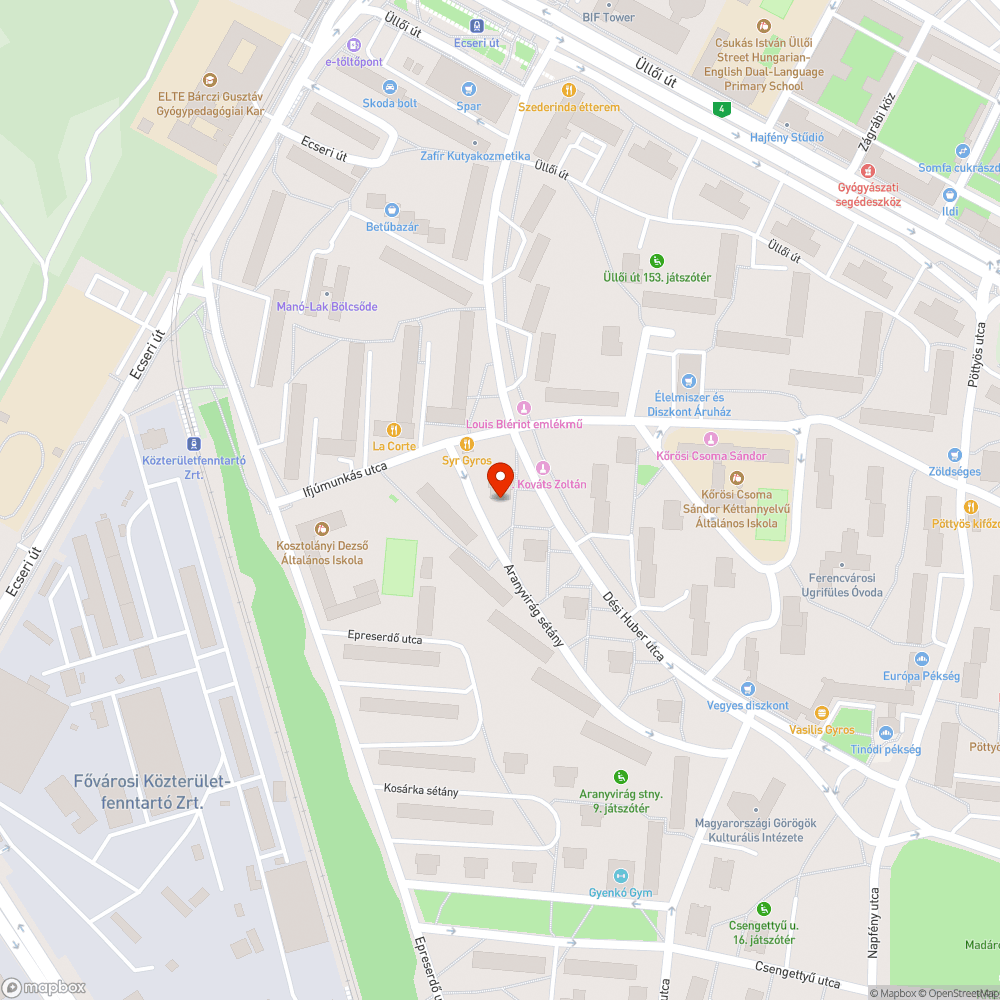 Törött pad bejelentés helye