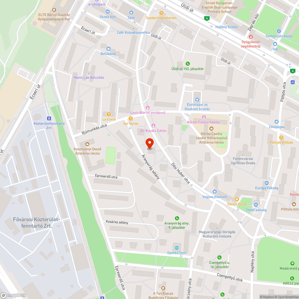 Törött pad bejelentés helye