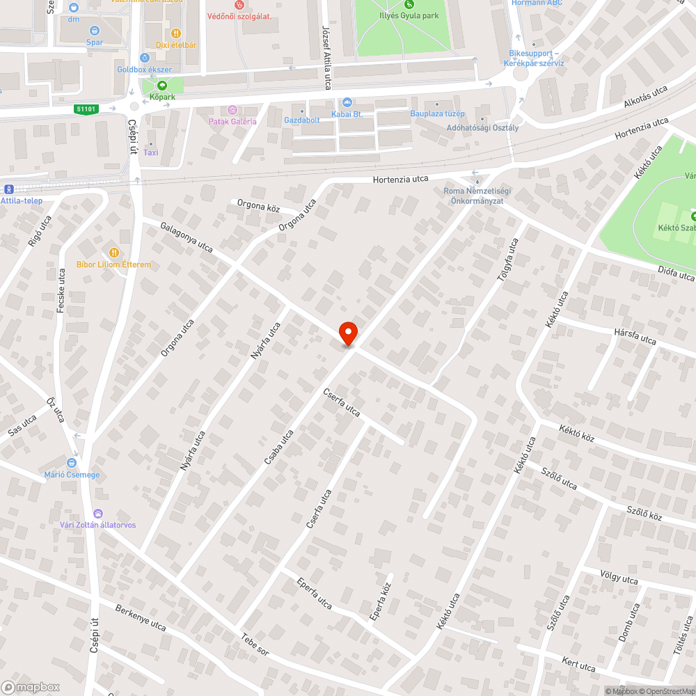 Kátyú bejelentés helye