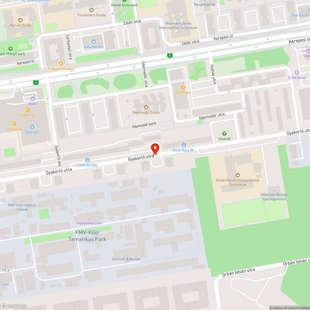 Kátyú a Gyakorló utcában bejelentés helye