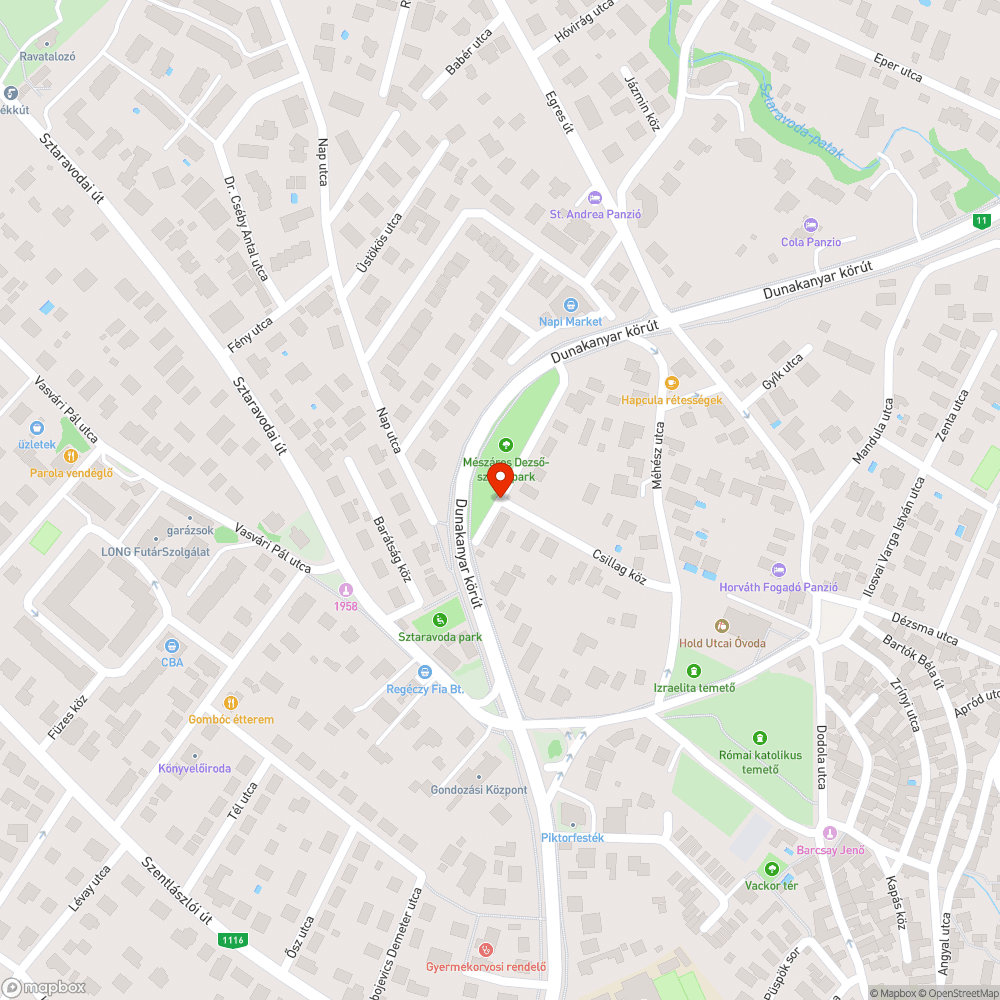 Csillag köz és Csillag utca kereszteződésénél található kátyúk bejelentés helye