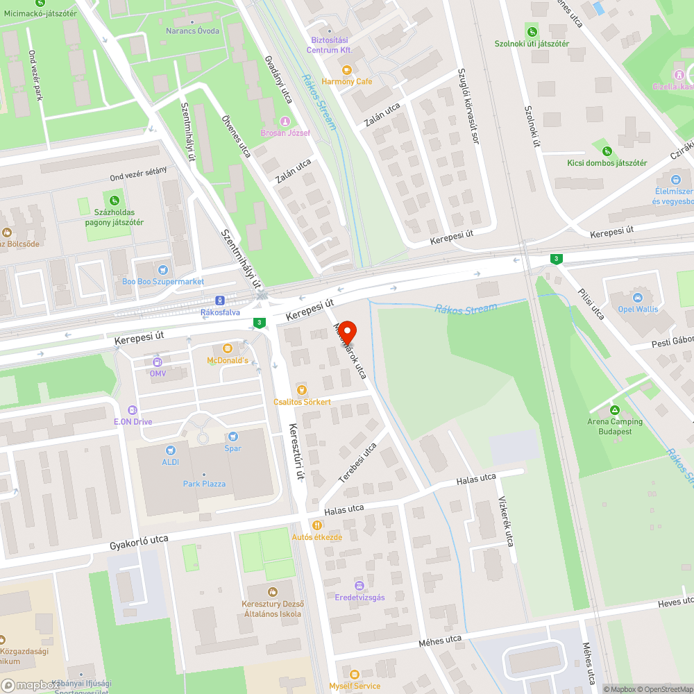 Kátyúk a Malomárok utcában bejelentés helye