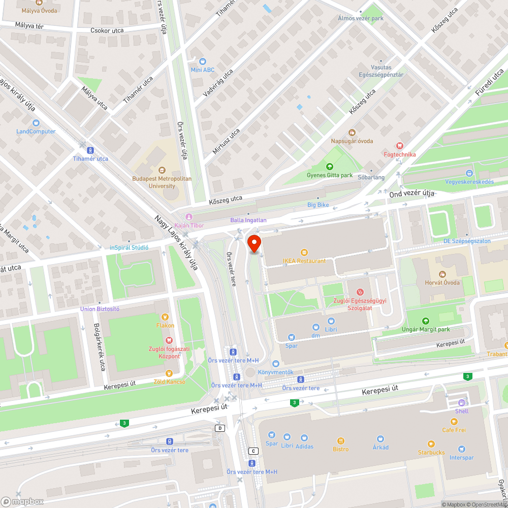 Firkás váró (Örs vezér tere) bejelentés helye