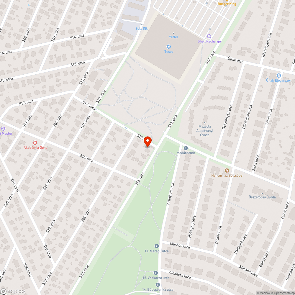 513. utca megálló bejelentés helye