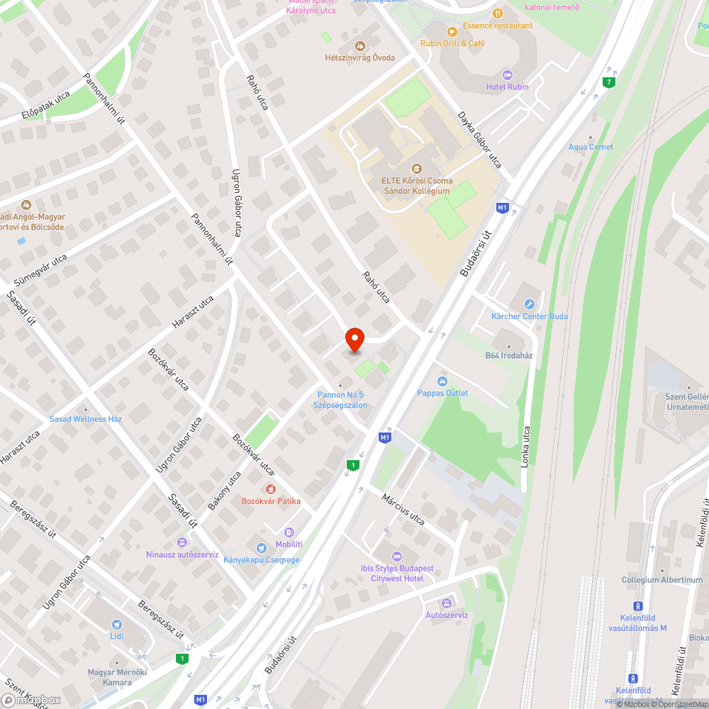 Rahó utcai kátyú bejelentés helye