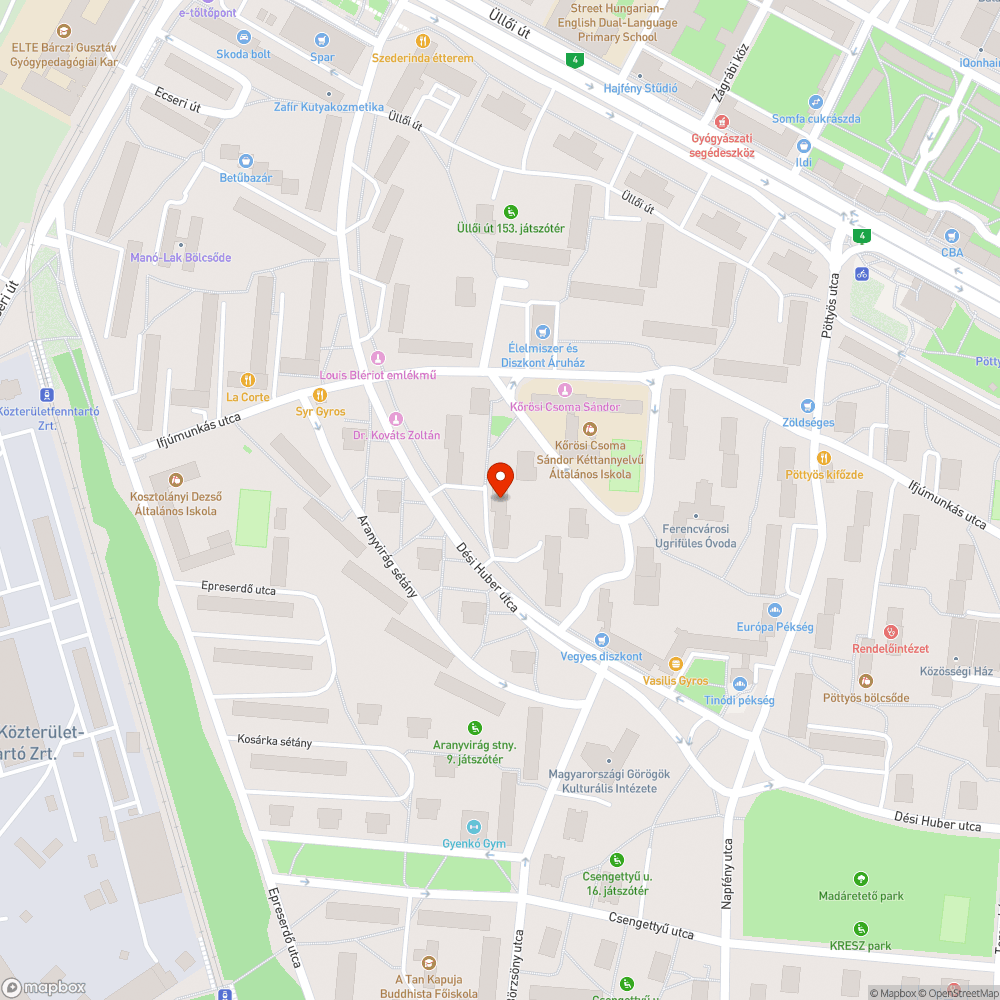 Törött pad bejelentés helye