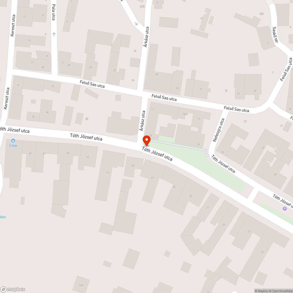 Tóth József utca kátyúi bejelentés helye