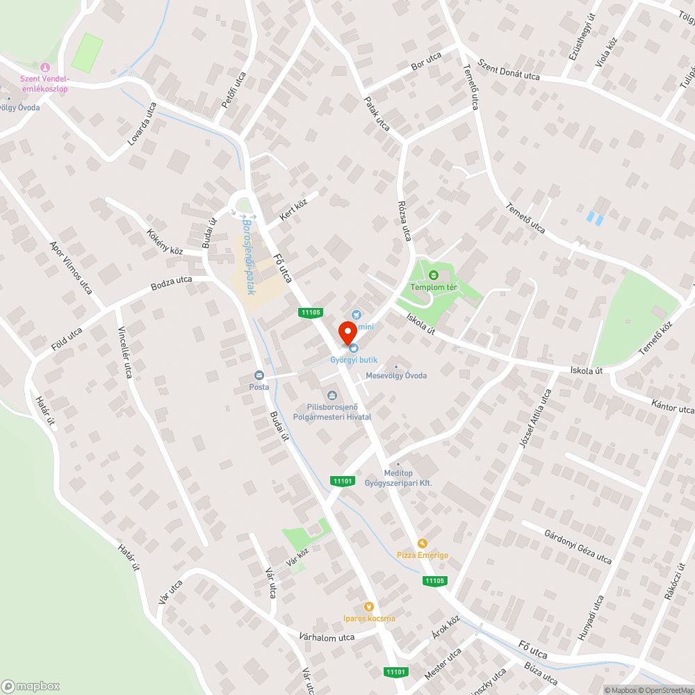 Vízelvezető rács mellett kitört aszfalt+kátyúk bejelentés helye