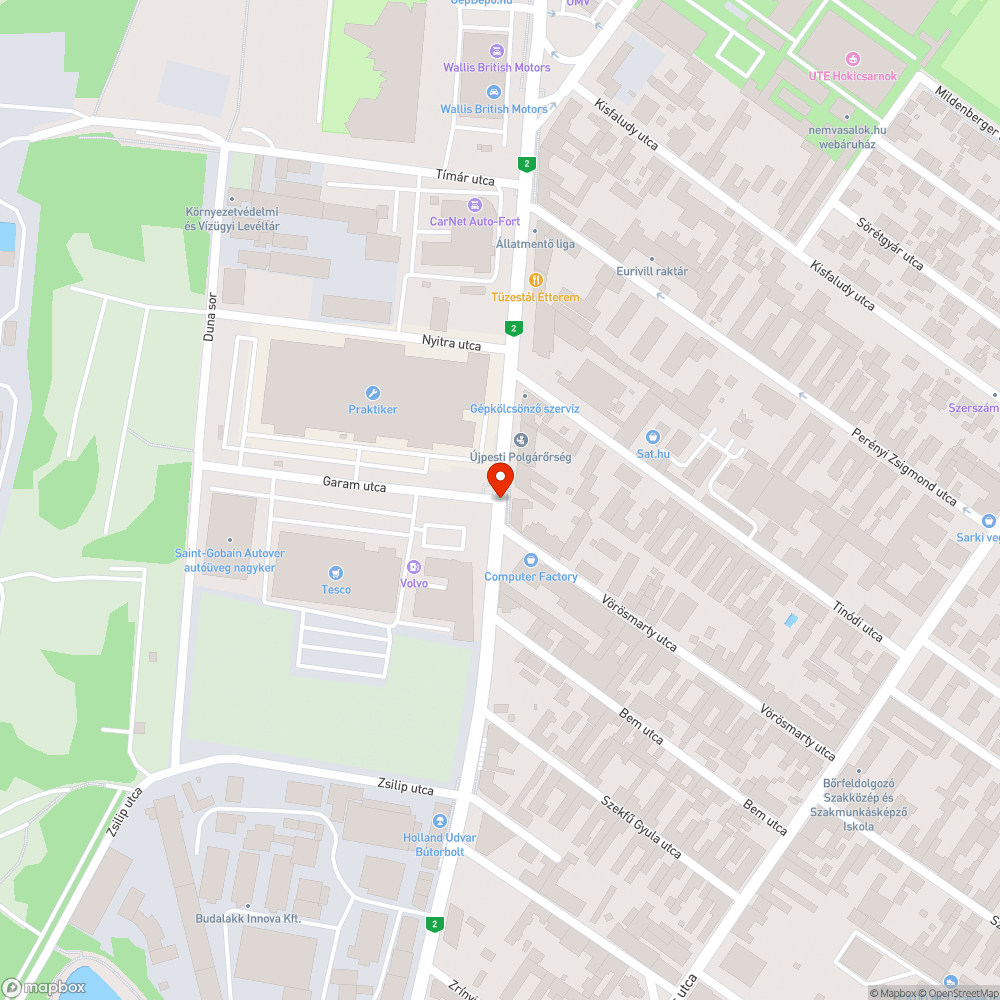 Beszakadt úttest Váci út - Garam utca bejelentés helye