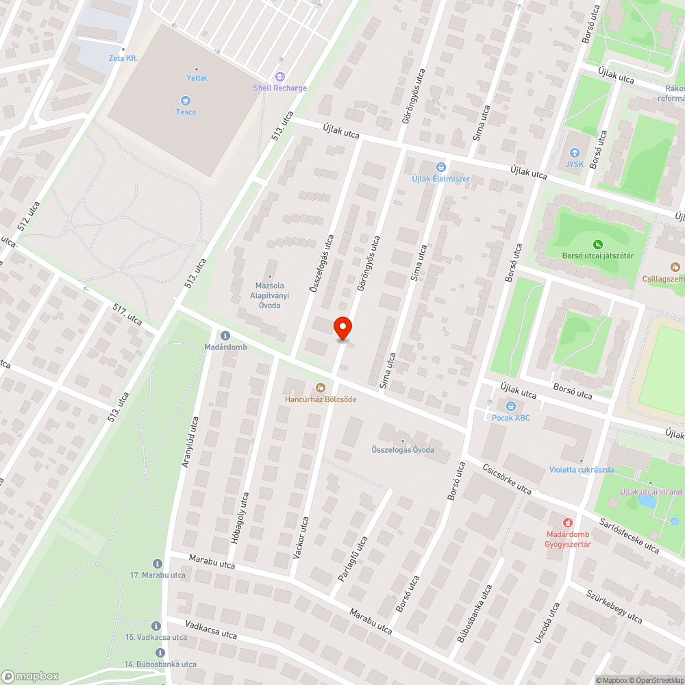 Göröngyös utcai kátyúk bejelentés helye