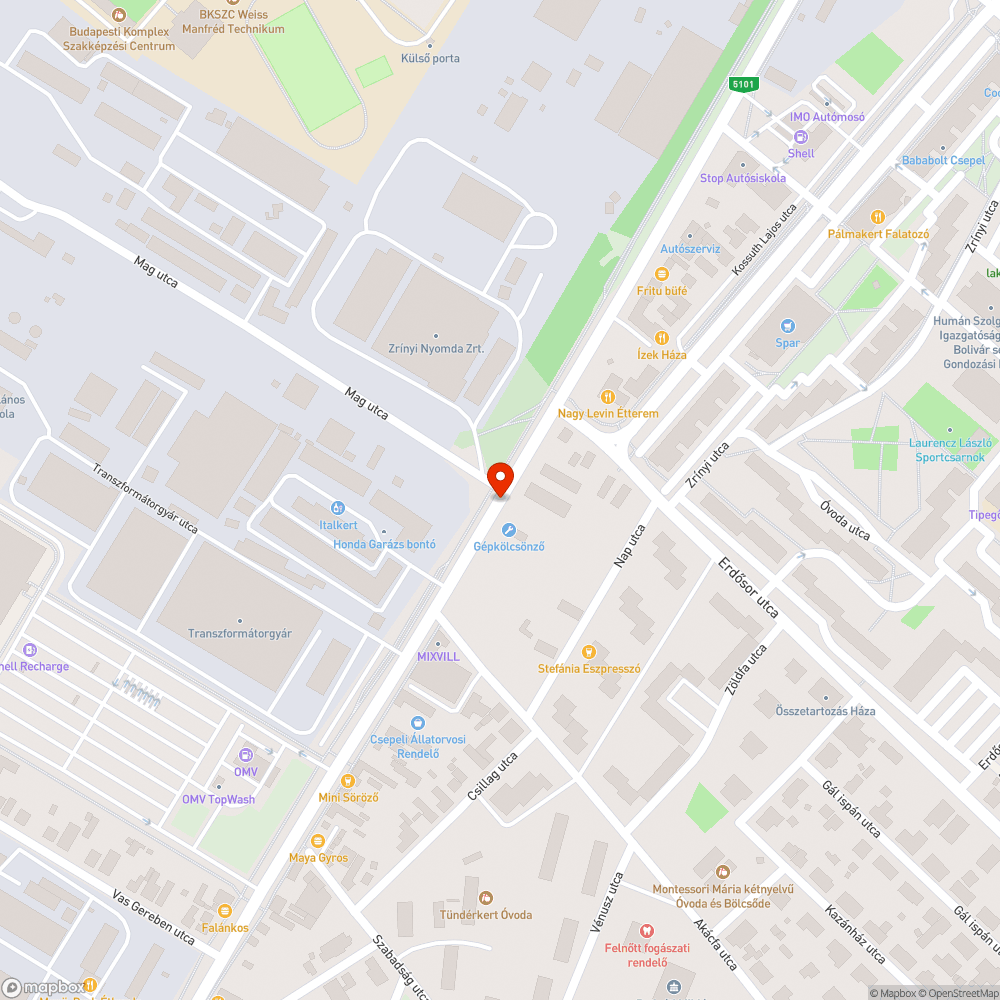 II. Rákóczi és Mag utca sarkán a kátyú ismét visszatért bejelentés helye