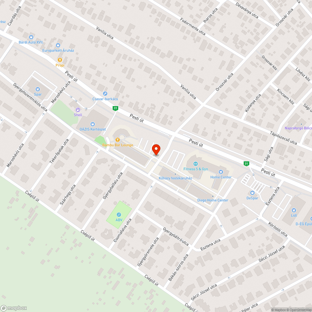 CSomafalva utcai kátyú bejelentés helye