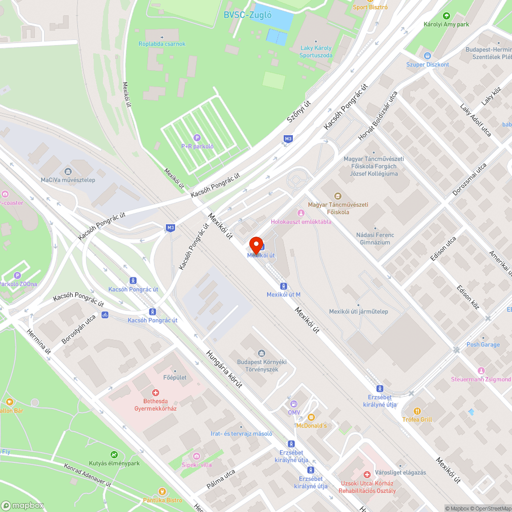 Járdán parkolás (Mexikói út) bejelentés helye