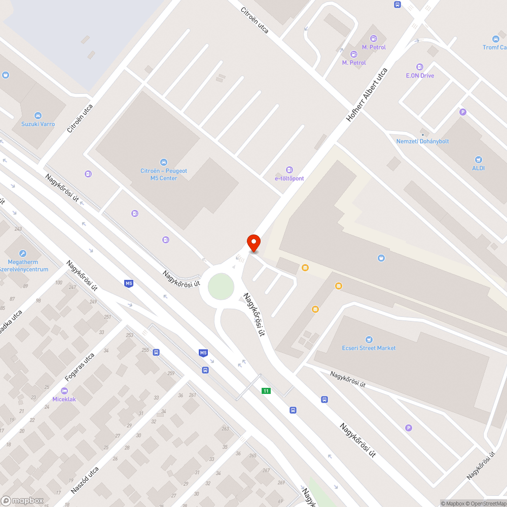 Kátyús a Hofherr Albert utca vége bejelentés helye