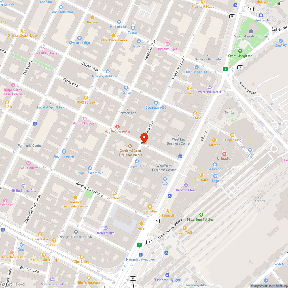 Kidőlt korlát a Radnóti Miklós utca-Kresz Géza utca sarkán bejelentés helye