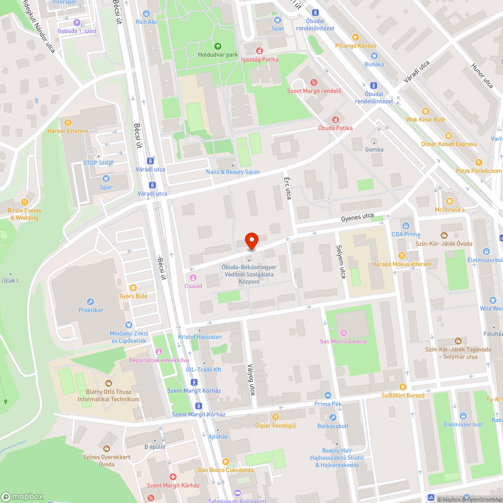 Kátyúk a Gyenes utcában bejelentés helye