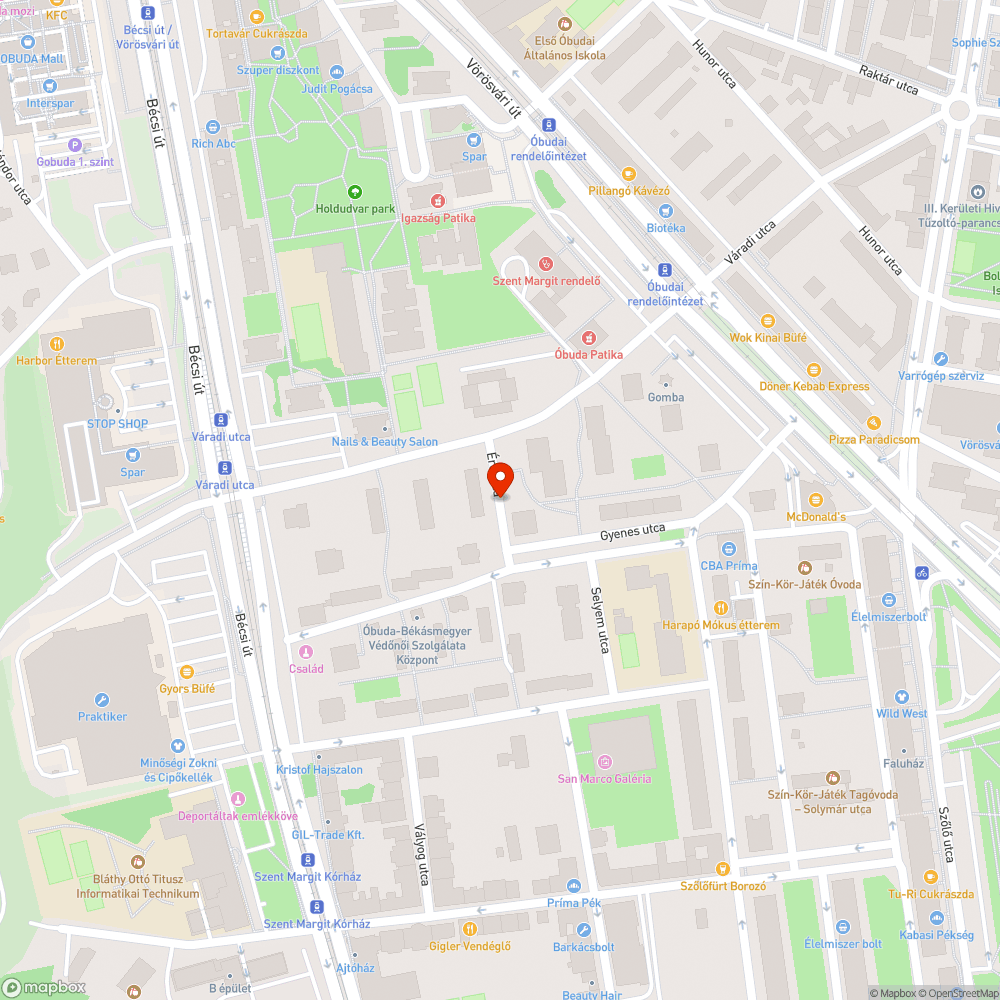 Kátyús útszakasz az Érc utcában bejelentés helye