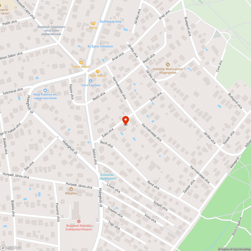 Eskü utcai útakadály bejelentés helye