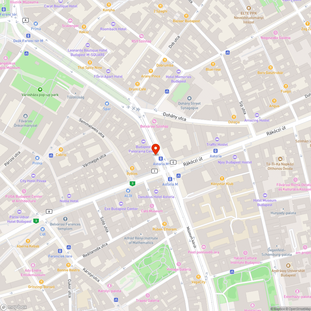 Astoria villamosmegálló bejelentés helye