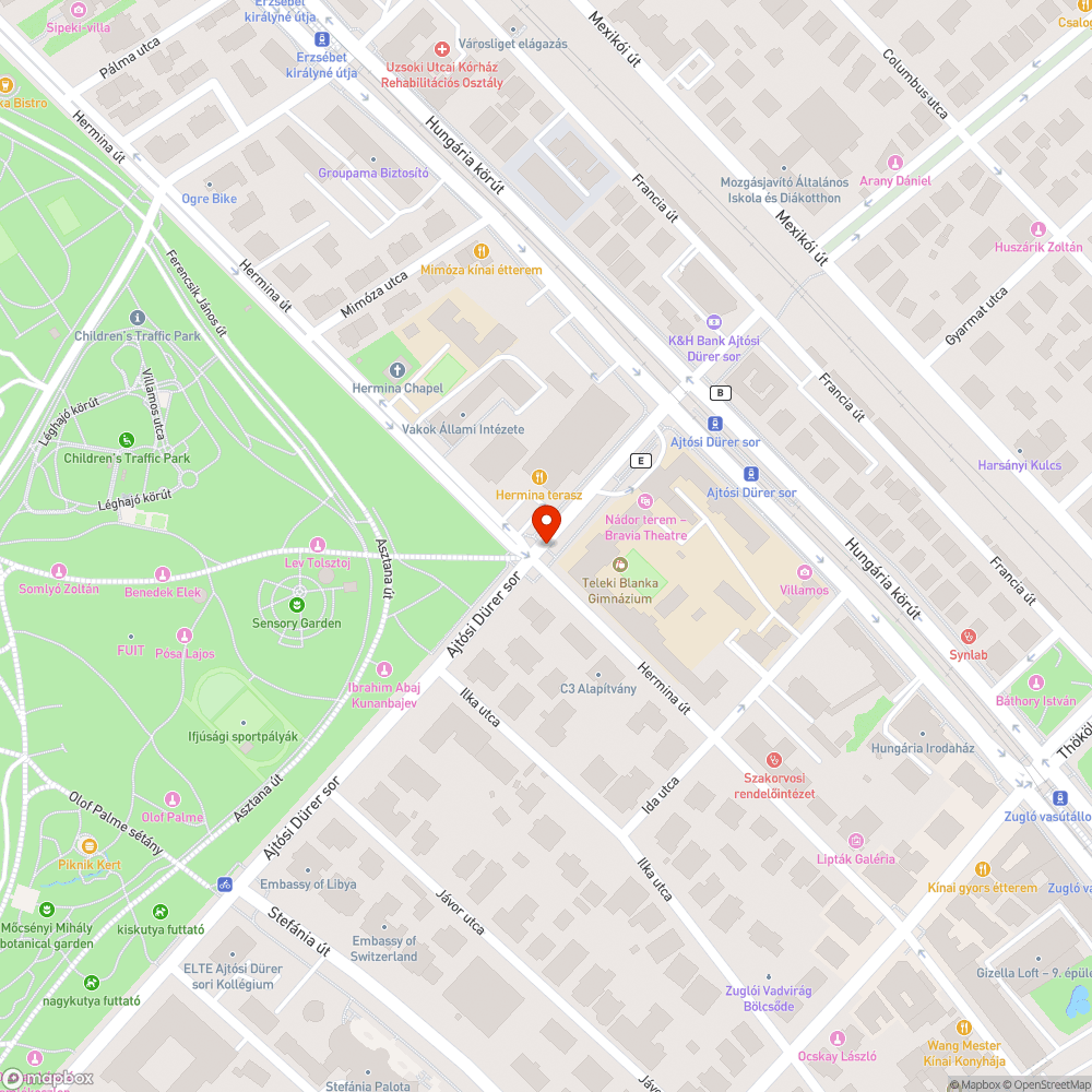 Kátyú a zebrán a vakok intézeténél bejelentés helye