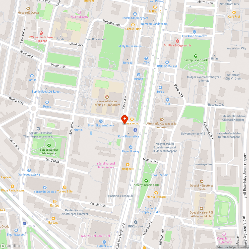 Kátyúk a Raktár-Kerék u. kereszteződésben bejelentés helye