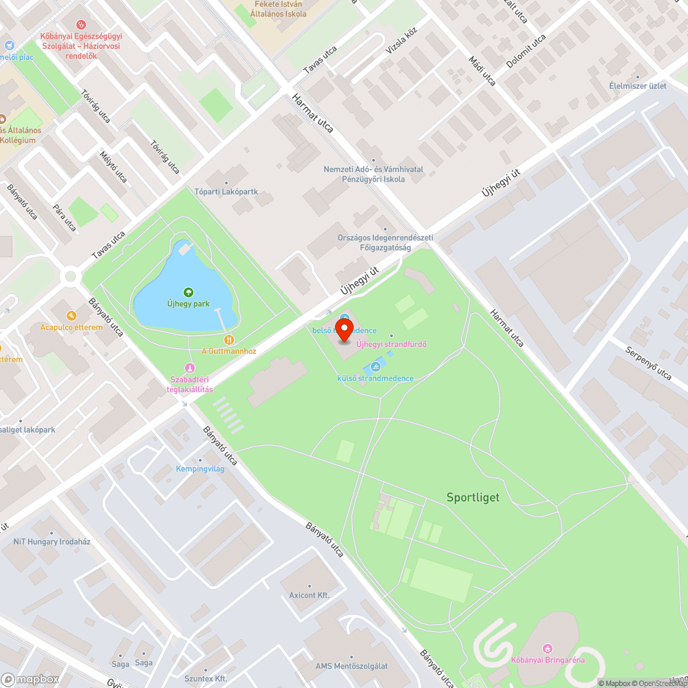 Kövek az uszodánál bejelentés helye