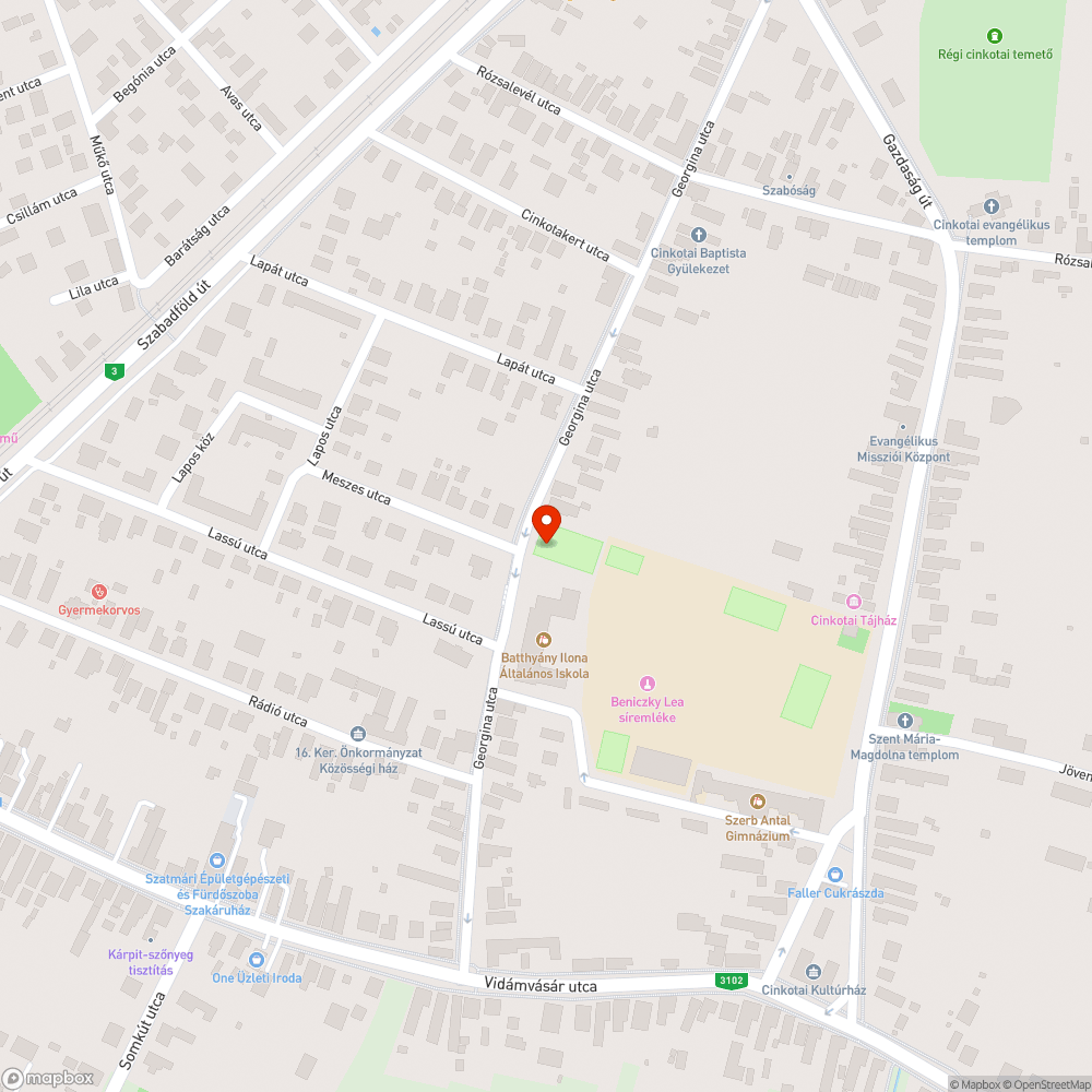 Eldugult csatorna (Georgina utca) bejelentés helye