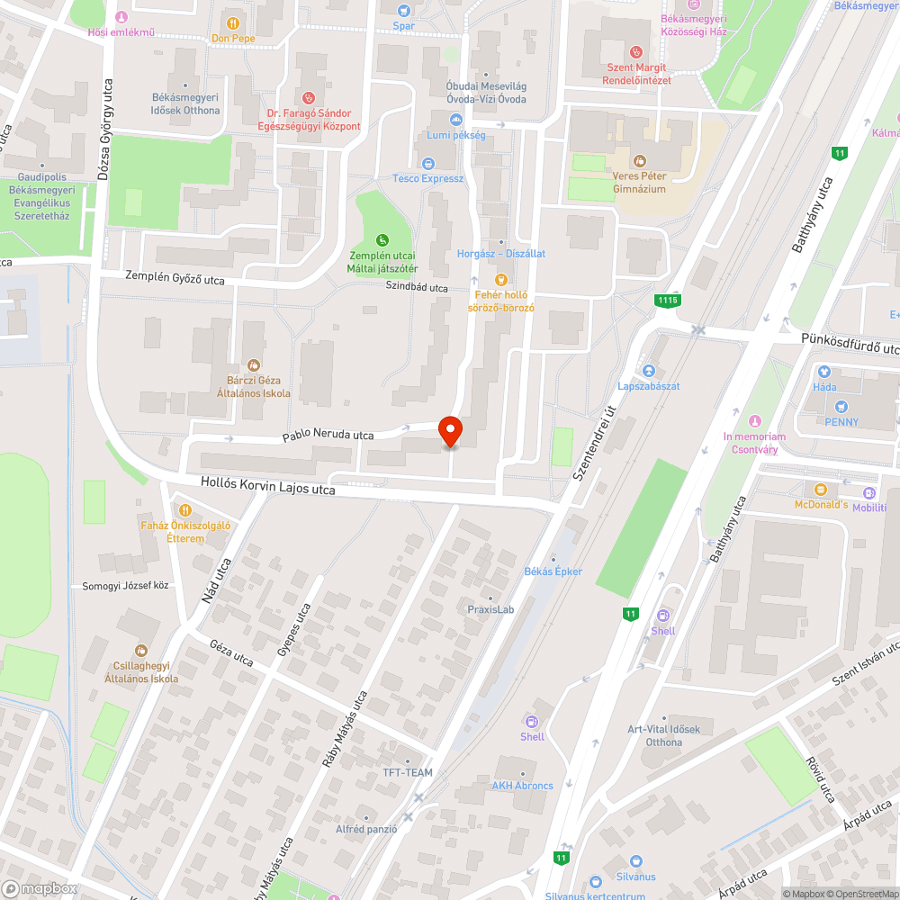 Hollós Korvin Lajos utca elején kátyú bejelentés helye