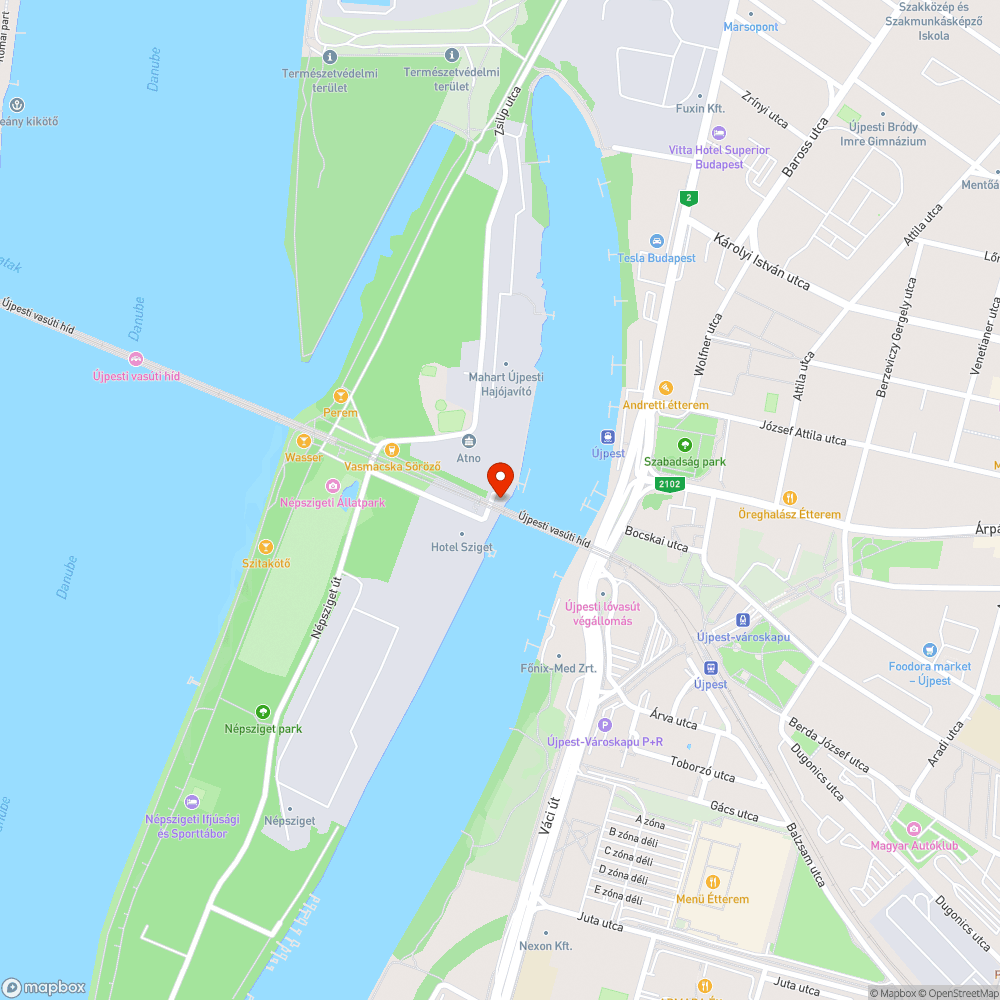 Északi vasúti összekötő hídi kátyúk bejelentés helye