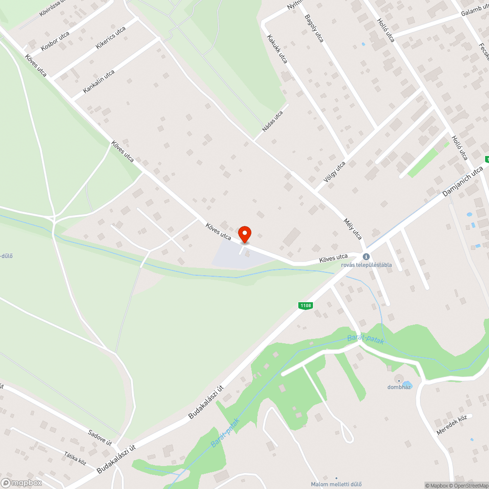 Budakalász Köves utca bejelentés helye