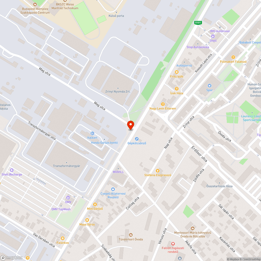 Kerékpárút takarítás (II. Rákóczi Ferenc út) bejelentés helye