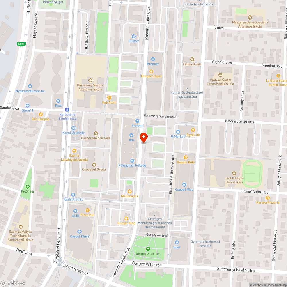 Elmaradt fapótlás (XXI. kerület - Kossuth Lajos utca) bejelentés helye