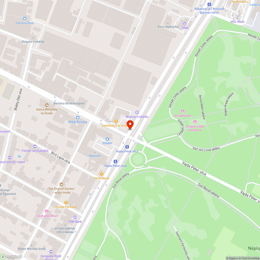 Nem világít a sárga lámpa (Könyves Kálmán körút - Vajda Péter utca) bejelentés helye