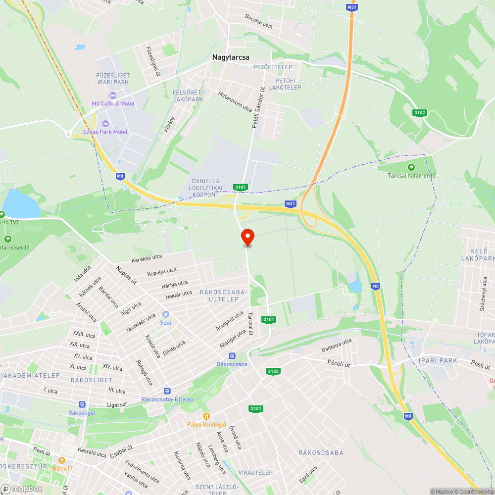 Autó az úton bejelentés helye