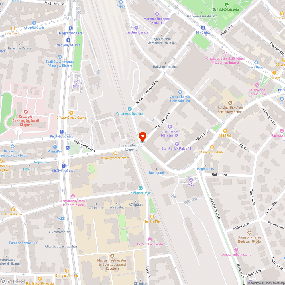 Jelzőtábla túl lent a Márvány utcában bejelentés helye