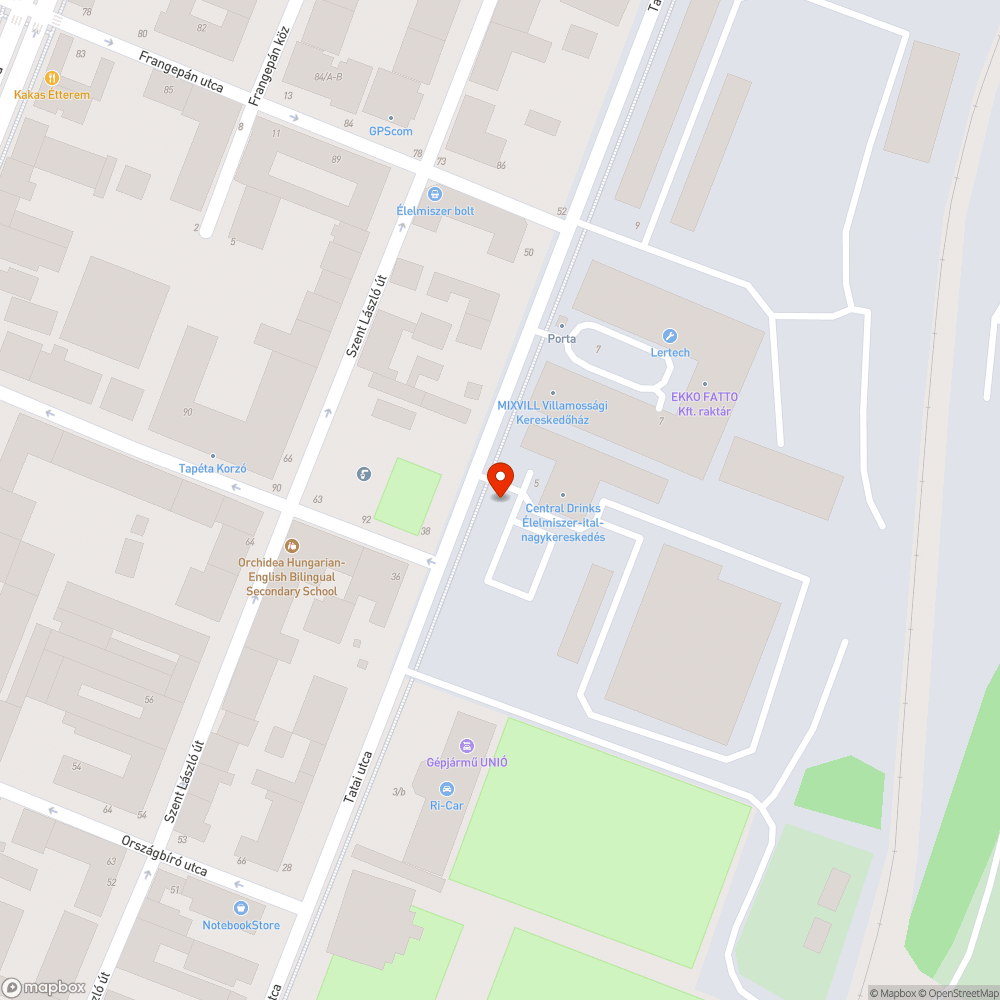 Tatai úti bicikli út tócsák bejelentés helye